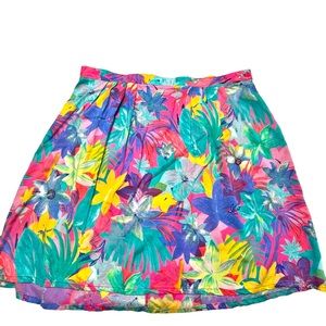 Vintage Alfred Dunner floral tropical bright lightweight midi skirt with pocket